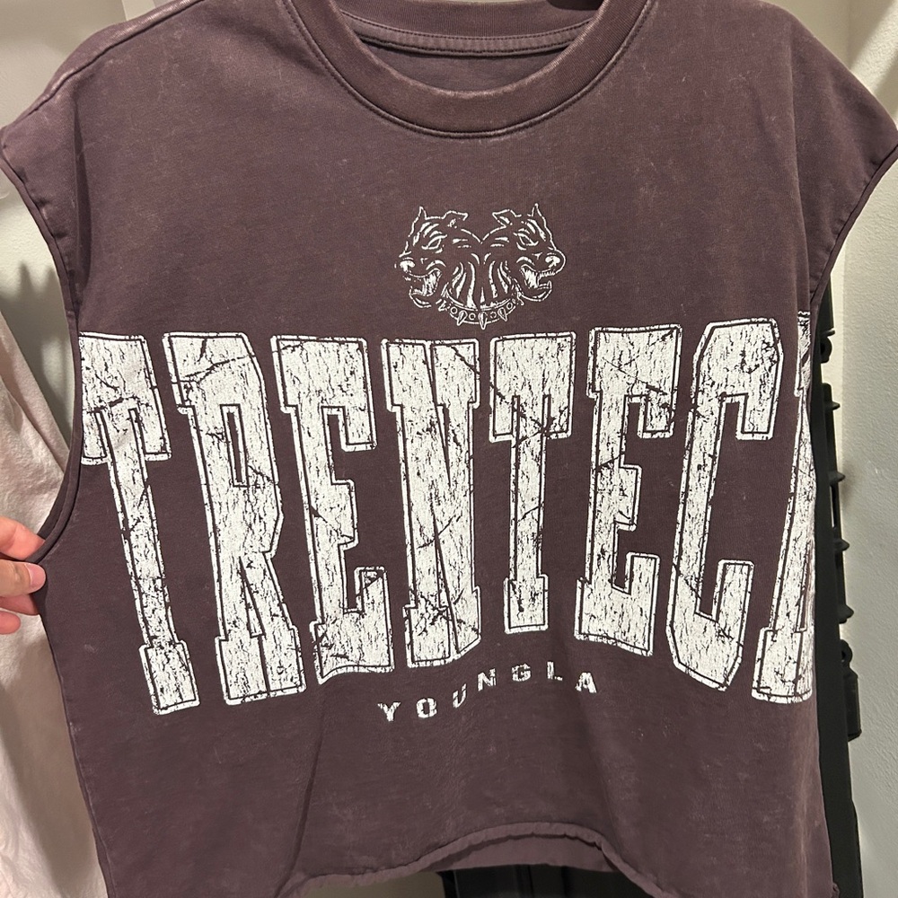 YoungLA Graphic Sleeveless Top in Brown